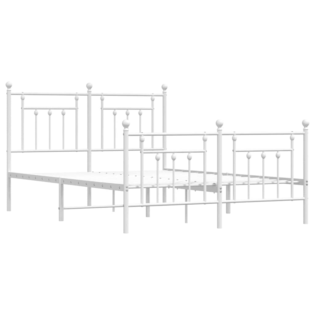 Giroletto con Testiera e Pediera Metallo Bianco 140x200 cm | homemem39