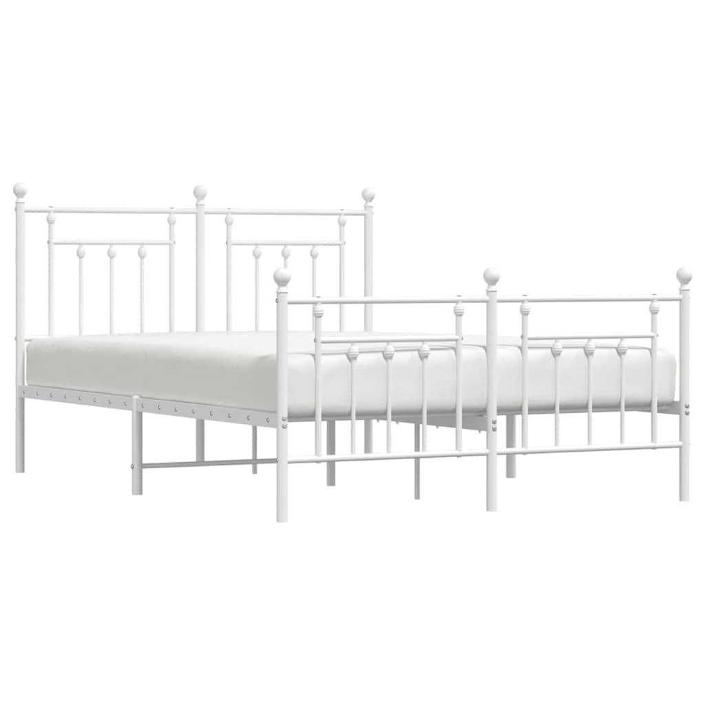 Giroletto con Testiera e Pediera Metallo Bianco 140x200 cm | homemem39