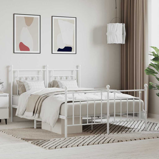 Giroletto con Testiera e Pediera Metallo Bianco 140x200 cm | homemem39