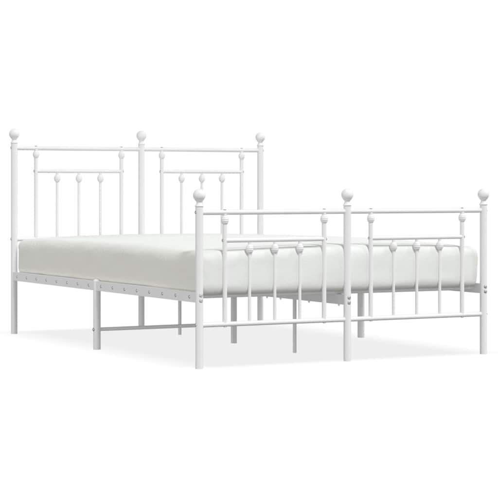 Giroletto con Testiera e Pediera Metallo Bianco 150x200 cm