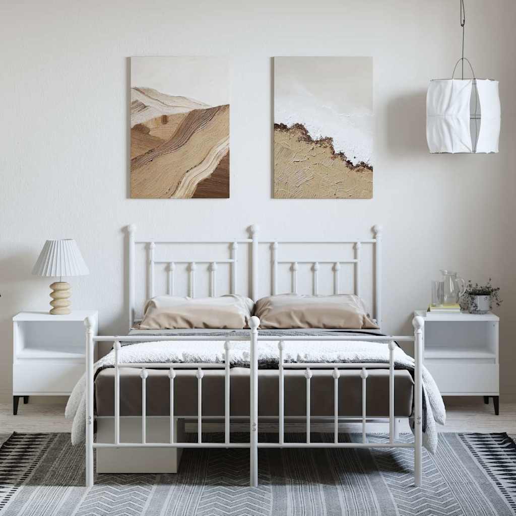 Giroletto con Testiera e Pediera Metallo Bianco 150x200 cm