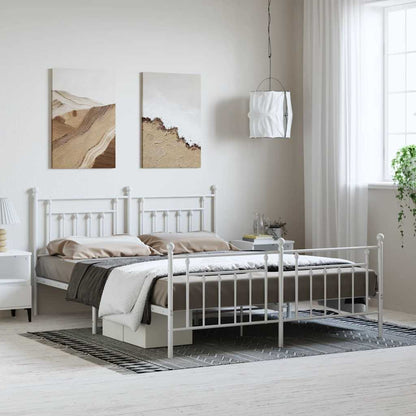 Giroletto con Testiera e Pediera Metallo Bianco 183x213 cm | homemem39