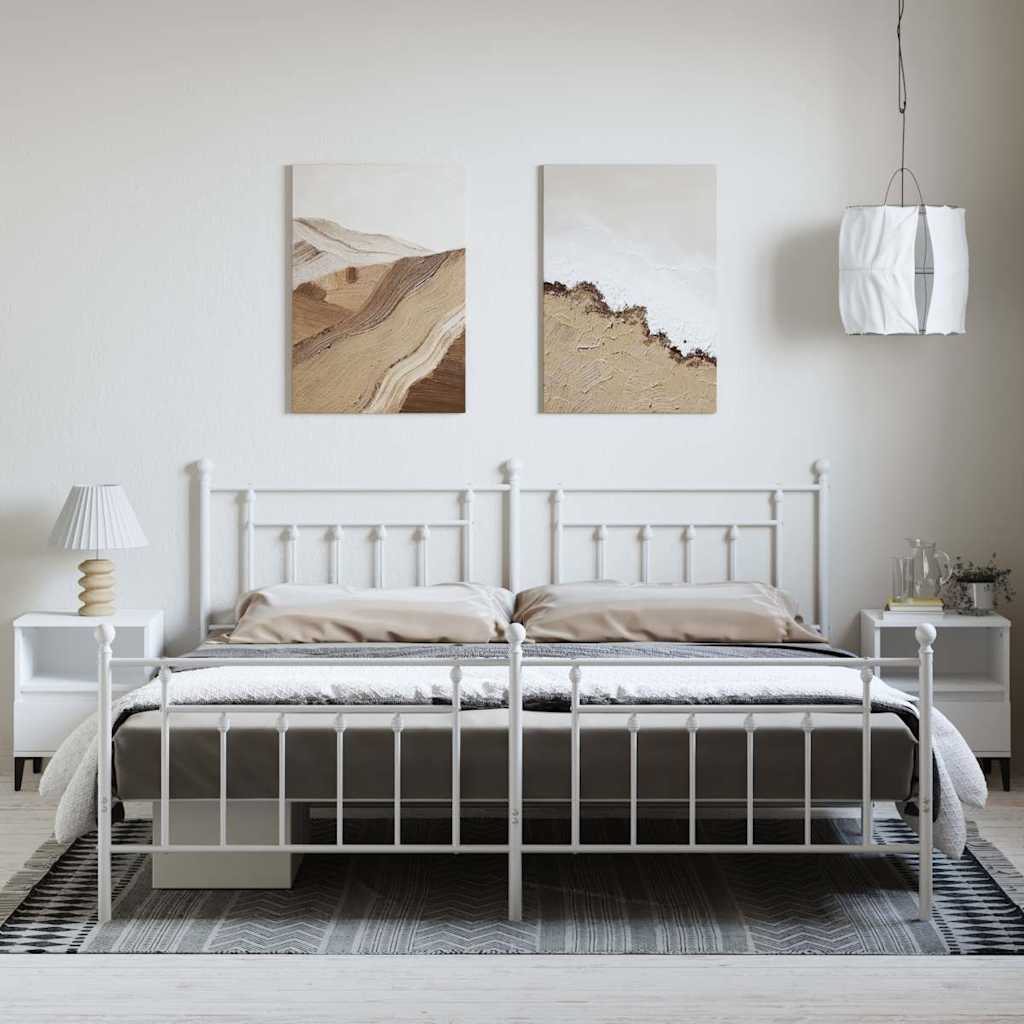 Giroletto con Testiera e Pediera Metallo Bianco 193x203 cm | homemem39