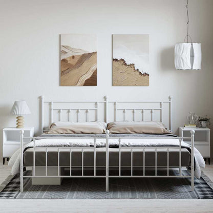 Giroletto con Testiera e Pediera Metallo Bianco 193x203 cm | homemem39