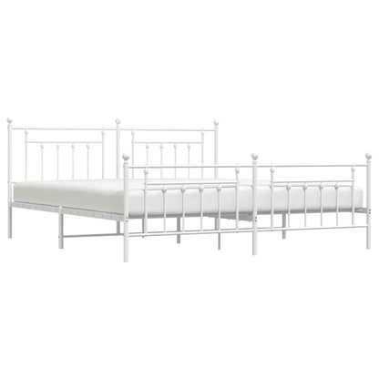 Giroletto con Testiera e Pediera Metallo Bianco 193x203 cm | homemem39
