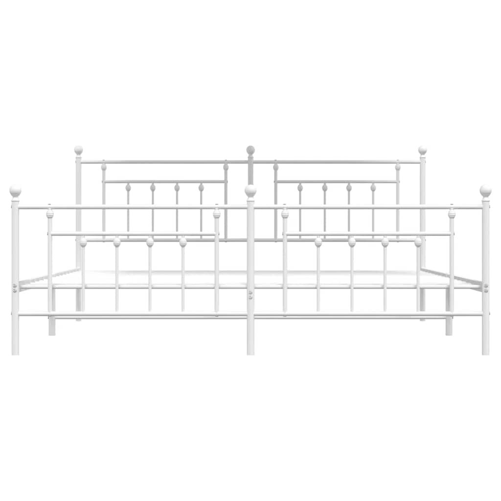 Giroletto con Testiera e Pediera Metallo Bianco 193x203 cm | homemem39