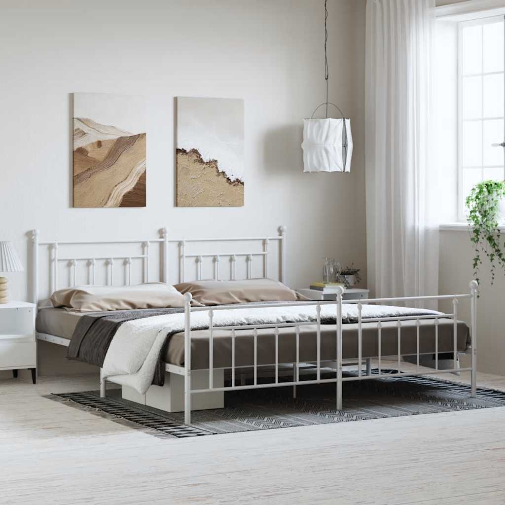 Giroletto con Testiera e Pediera Metallo Bianco 193x203 cm | homemem39