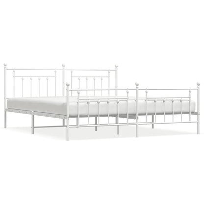 Giroletto con Testiera e Pediera Metallo Bianco 200x200 cm | homemem39