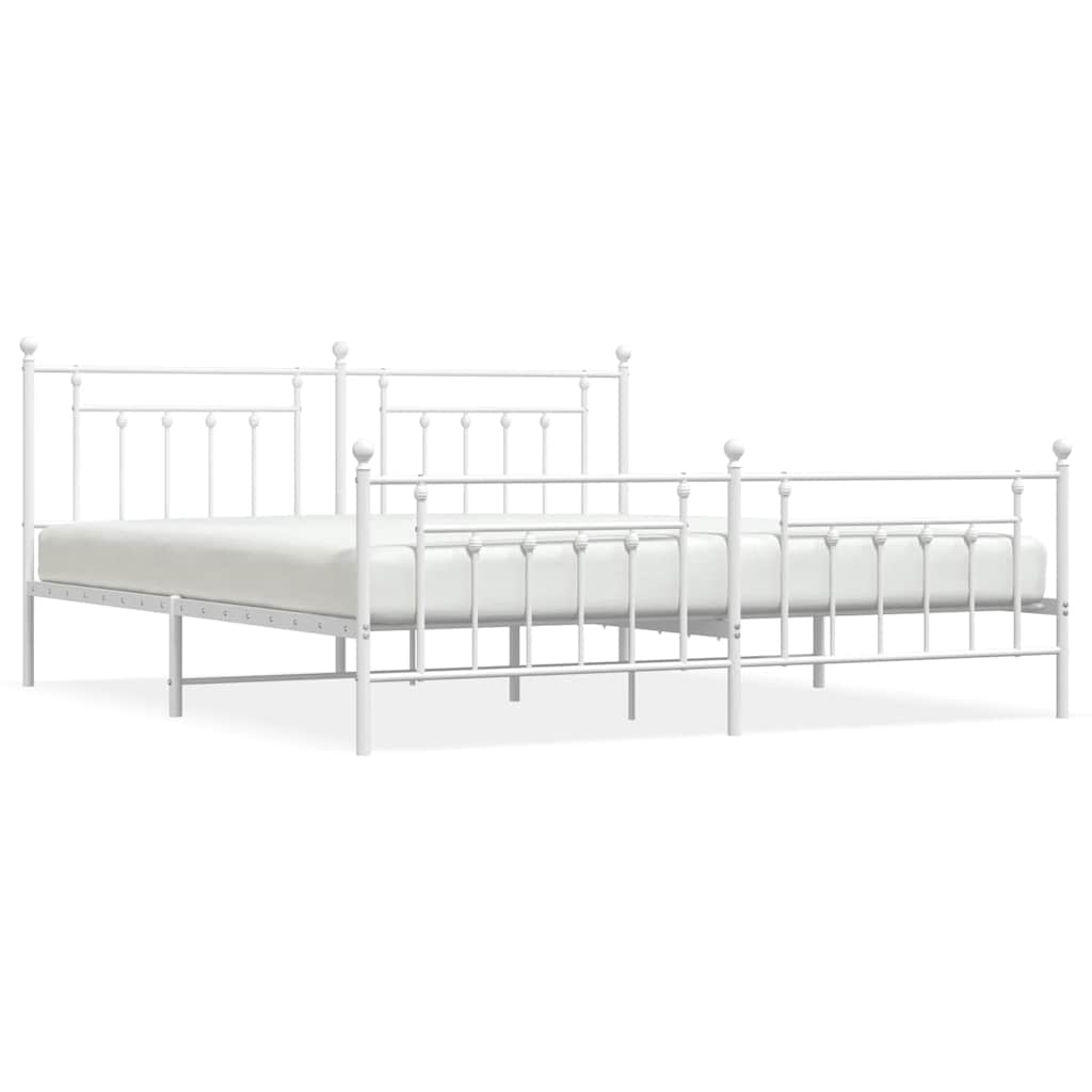Giroletto con Testiera e Pediera Metallo Bianco 200x200 cm