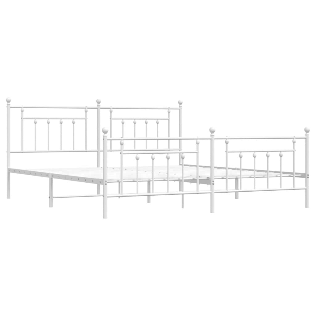 Giroletto con Testiera e Pediera Metallo Bianco 200x200 cm | homemem39