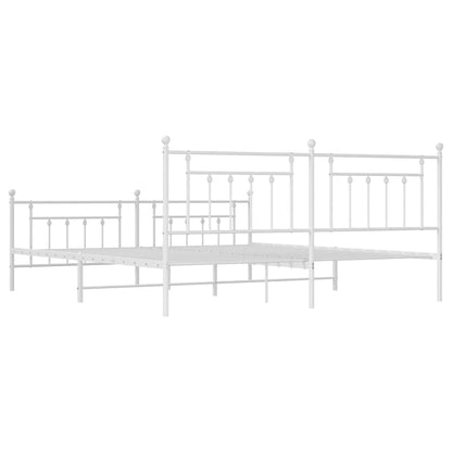Giroletto con Testiera e Pediera Metallo Bianco 200x200 cm | homemem39