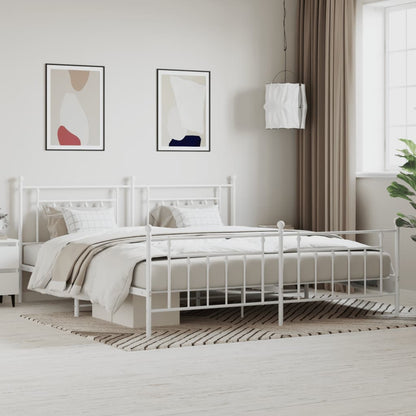 Giroletto con Testiera e Pediera Metallo Bianco 200x200 cm | homemem39