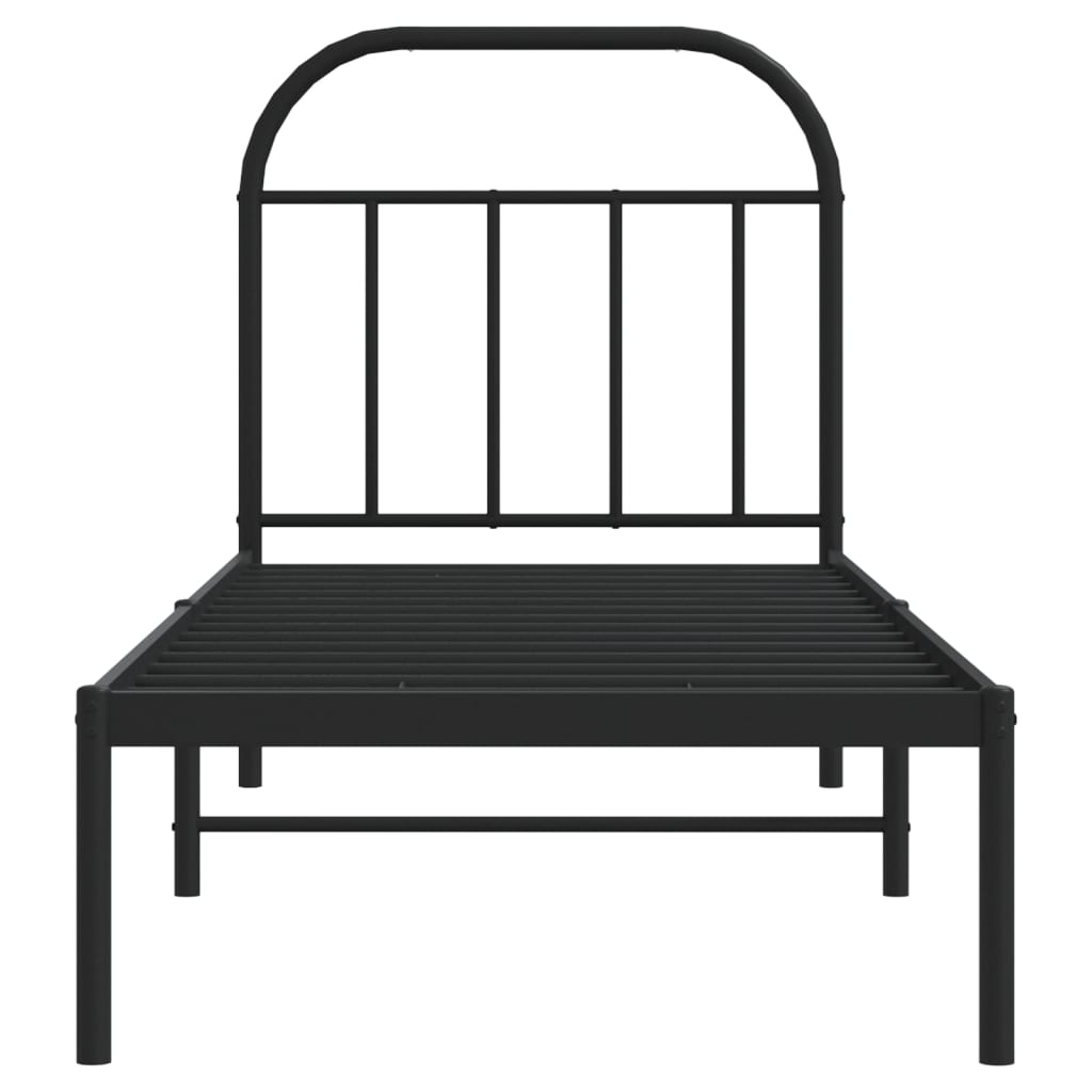 Giroletto con Testiera in Metallo Nero 75x190 cm