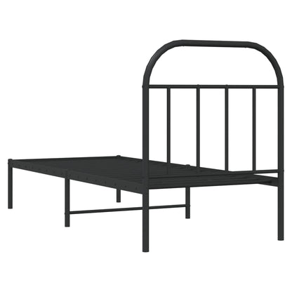 Giroletto con Testiera in Metallo Nero 75x190 cm