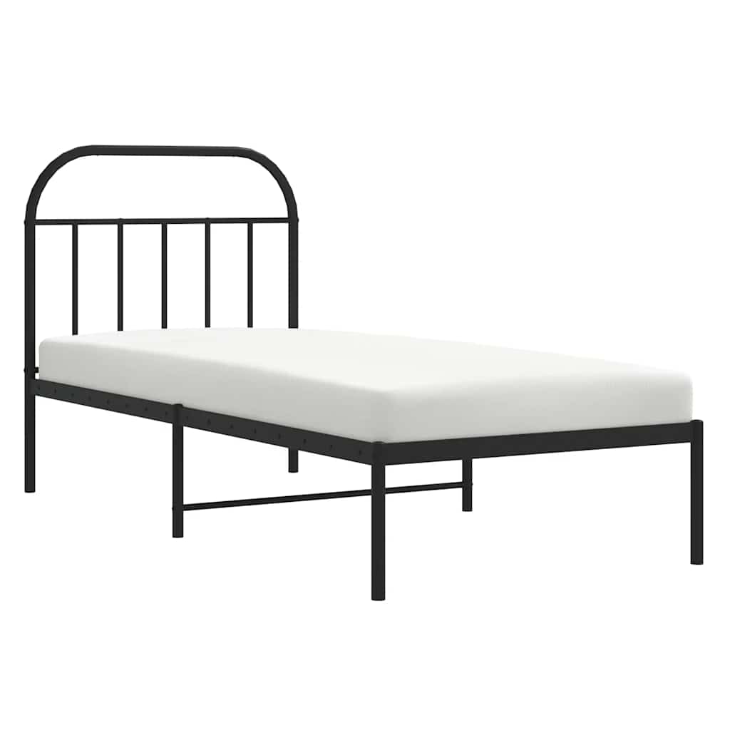 Giroletto con Testiera in Metallo Nero 90x200 cm | homemem39