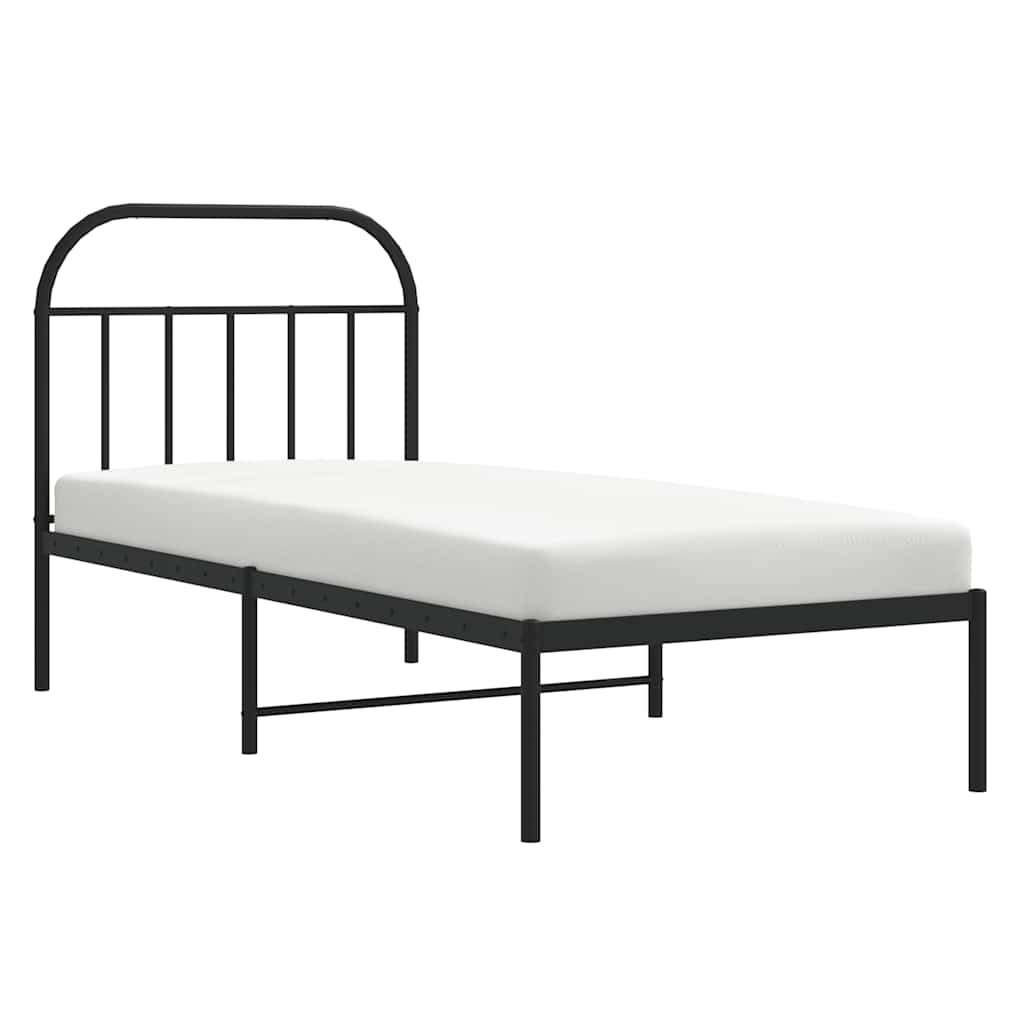 Giroletto con Testiera in Metallo Nero 90x200 cm