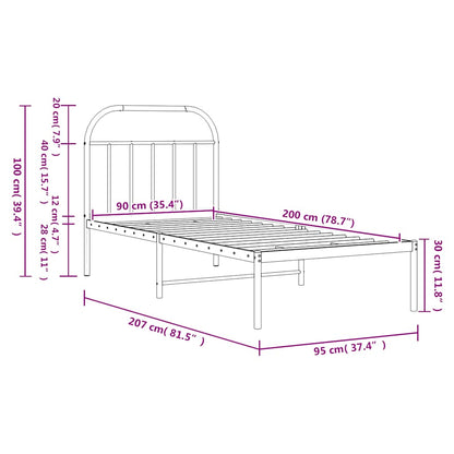 Giroletto con Testiera in Metallo Nero 90x200 cm | homemem39