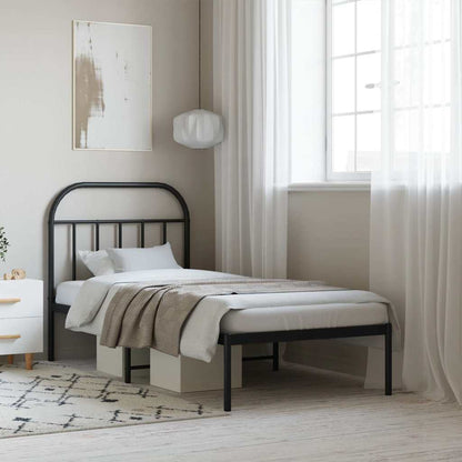 Giroletto con Testiera in Metallo Nero 90x200 cm | homemem39