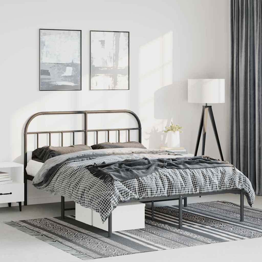 Giroletto con Testiera in Metallo Nero 135x190 cm