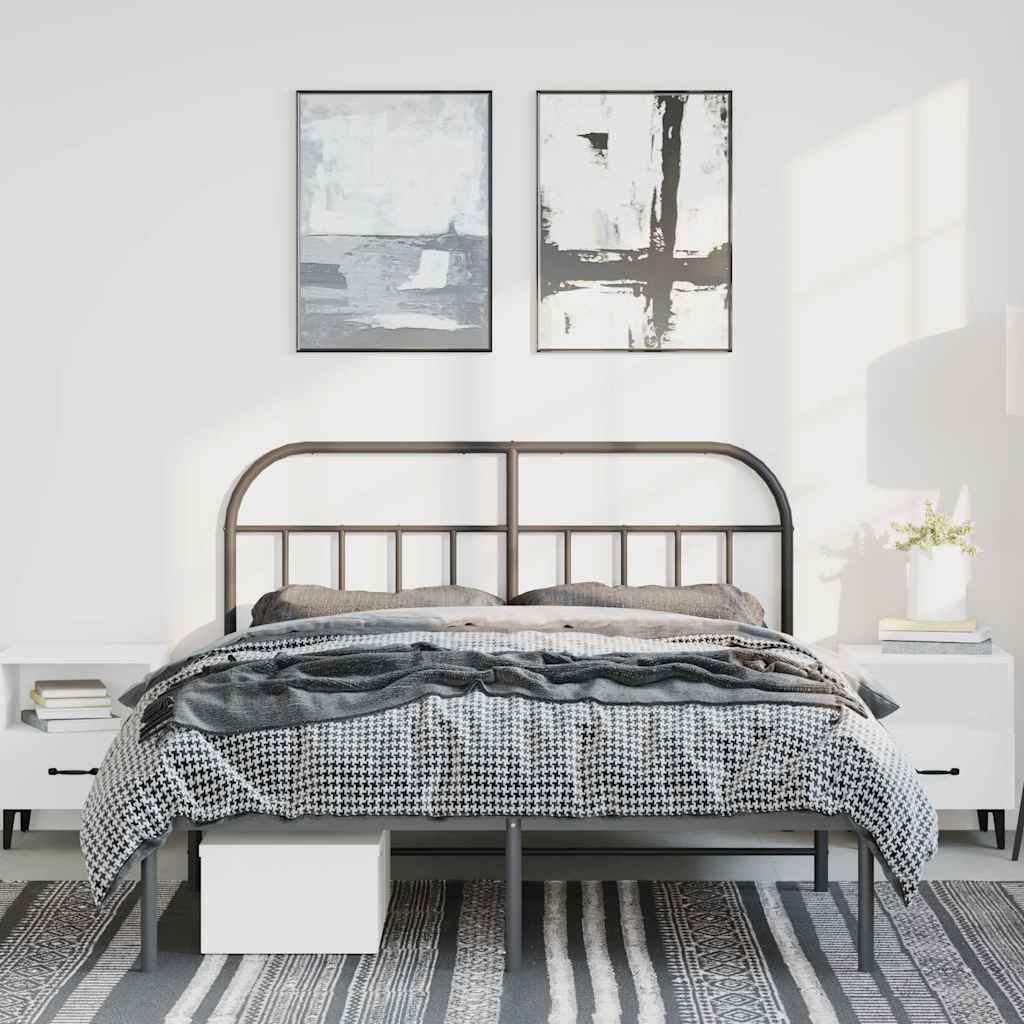Giroletto con Testiera in Metallo Nero 150x200 cm