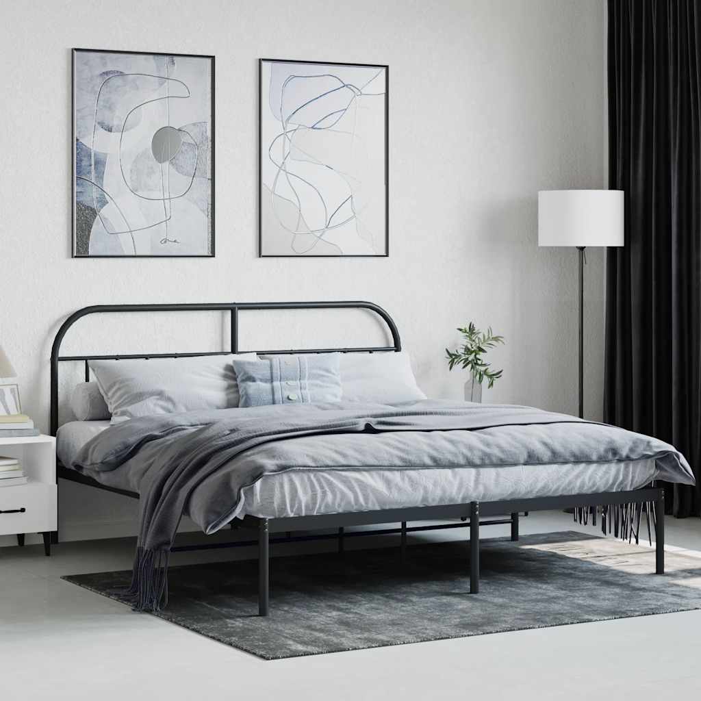 Giroletto con Testiera in Metallo Nero 180x200 cm