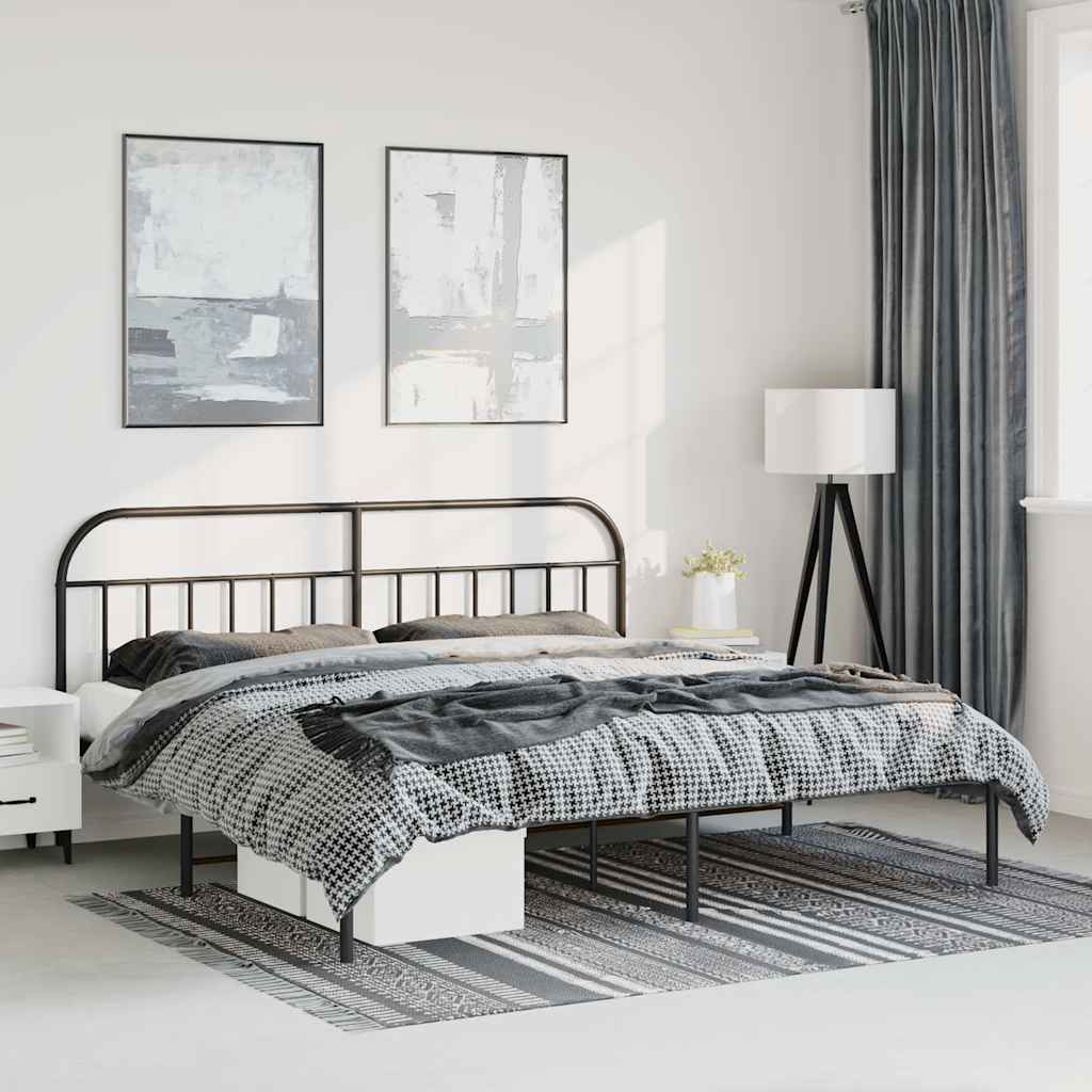 Giroletto con Testiera in Metallo Nero 183x213 cm