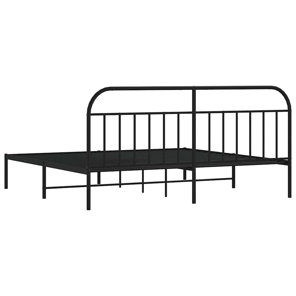 Giroletto con Testiera in Metallo Nero 193x203 cm