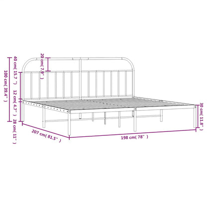 Giroletto con Testiera in Metallo Nero 193x203 cm | homemem39