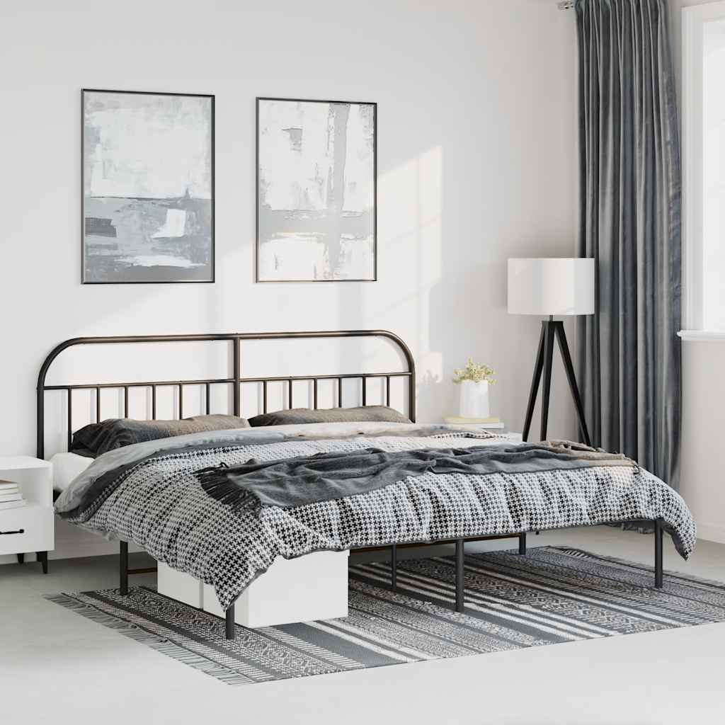 Giroletto con Testiera in Metallo Nero 193x203 cm | homemem39