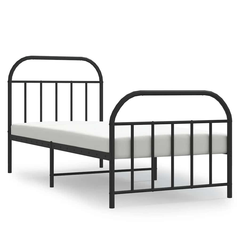 Giroletto con Testiera e Pediera Metallo Nero 90x190 cm