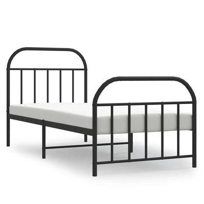 Giroletto con Testiera e Pediera Metallo Nero 90x190 cm