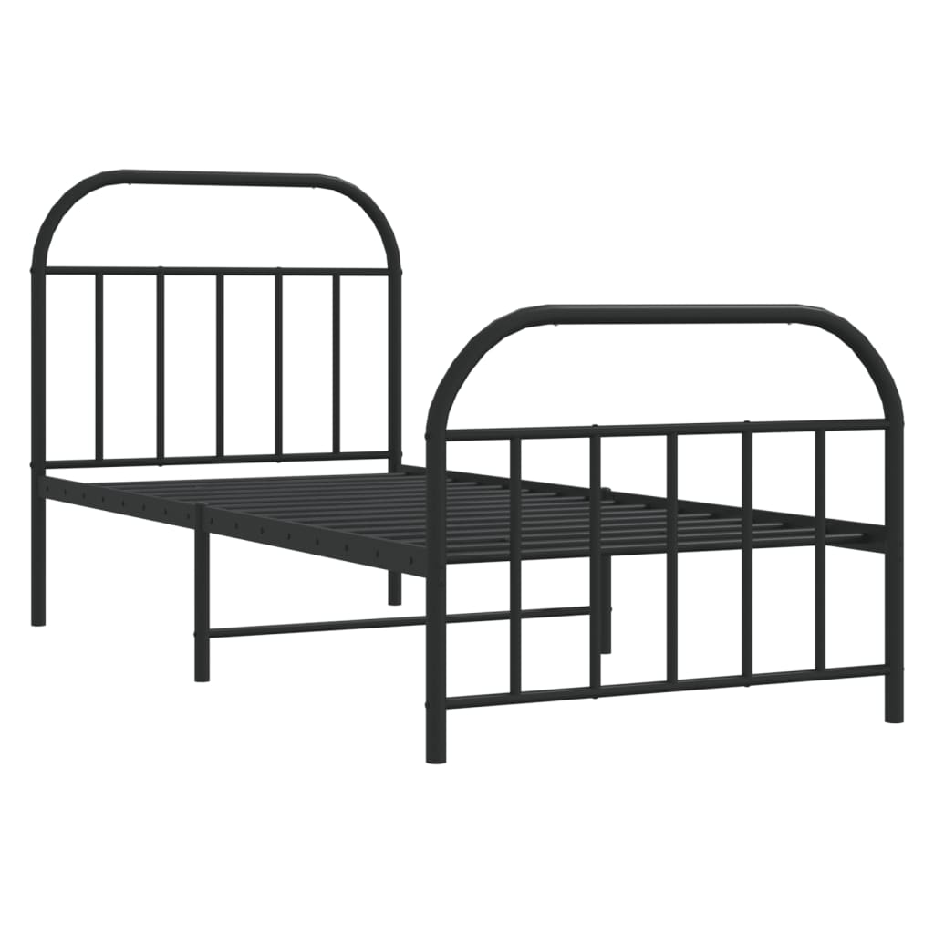 Giroletto con Testiera e Pediera Metallo Nero 90x200 cm