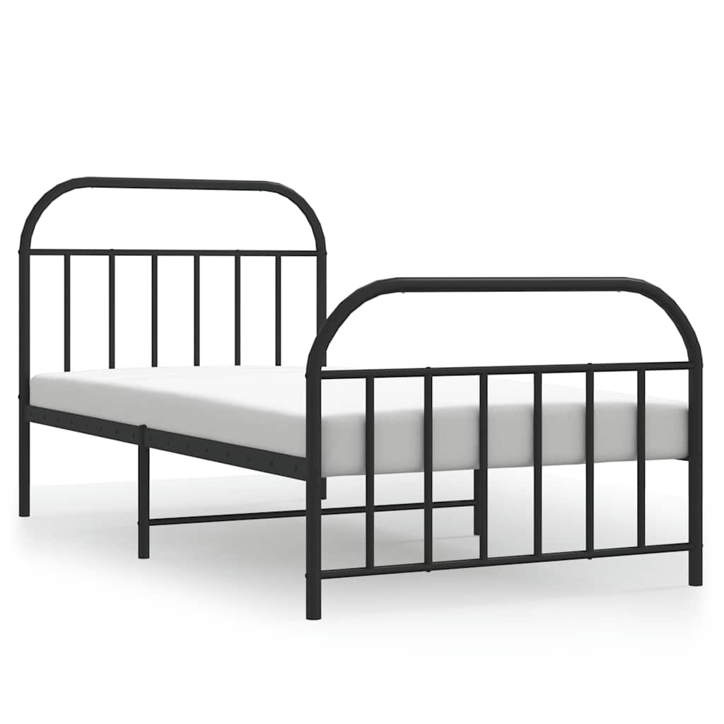 Giroletto con Testiera e Pediera Metallo Nero 100x200 cm | homemem39