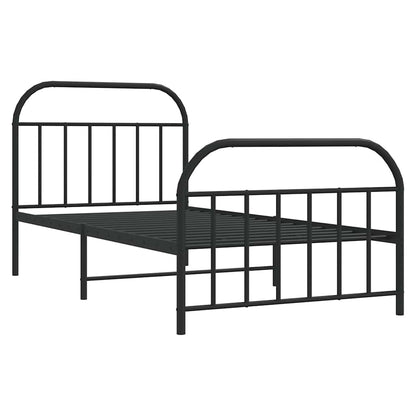 Giroletto con Testiera e Pediera Metallo Nero 100x200 cm | homemem39