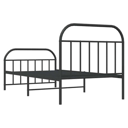 Giroletto con Testiera e Pediera Metallo Nero 100x200 cm | homemem39