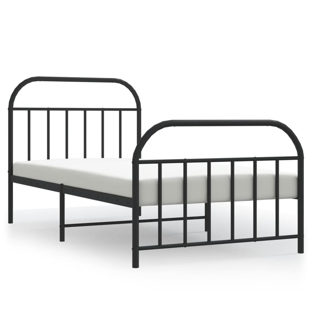 Giroletto con Testiera e Pediera Metallo Nero 107x203 cm