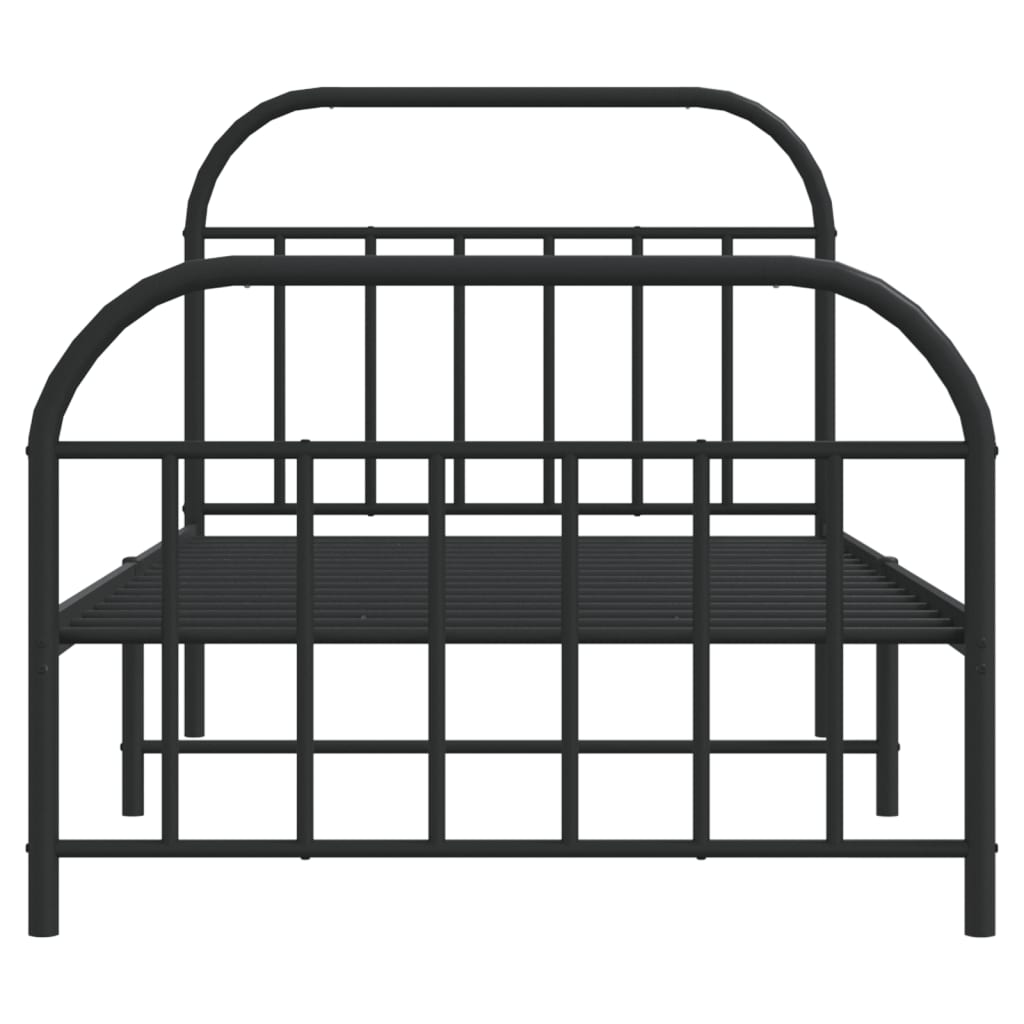 Giroletto con Testiera e Pediera Metallo Nero 107x203 cm | homemem39