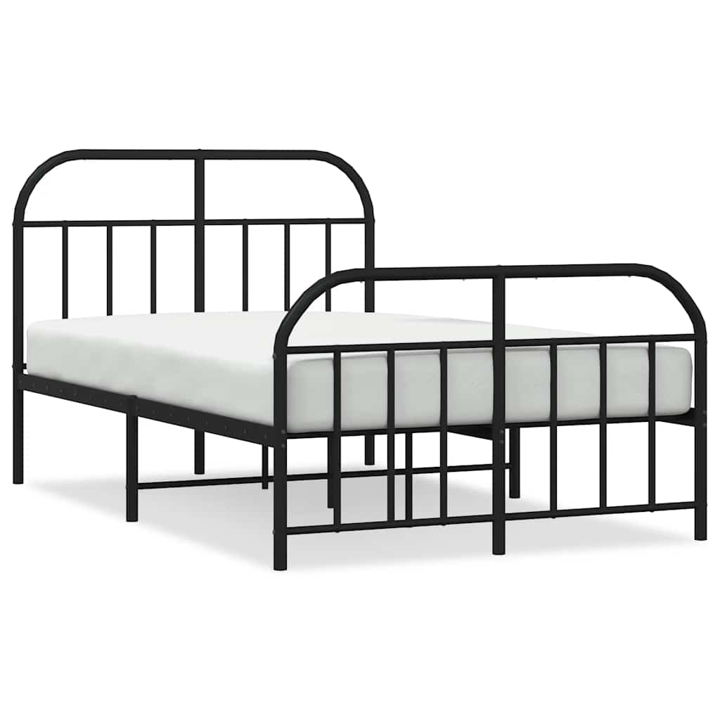 Giroletto con Testiera e Pediera Metallo Nero 120x190 cm