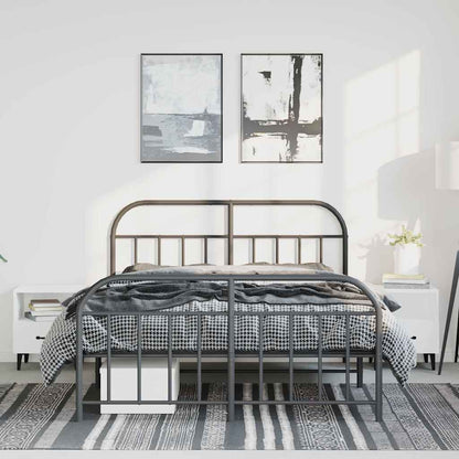 Giroletto con Testiera e Pediera Metallo Nero 135x190 cm