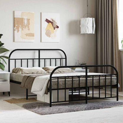 Giroletto con Testiera e Pediera Metallo Nero 140x190 cm