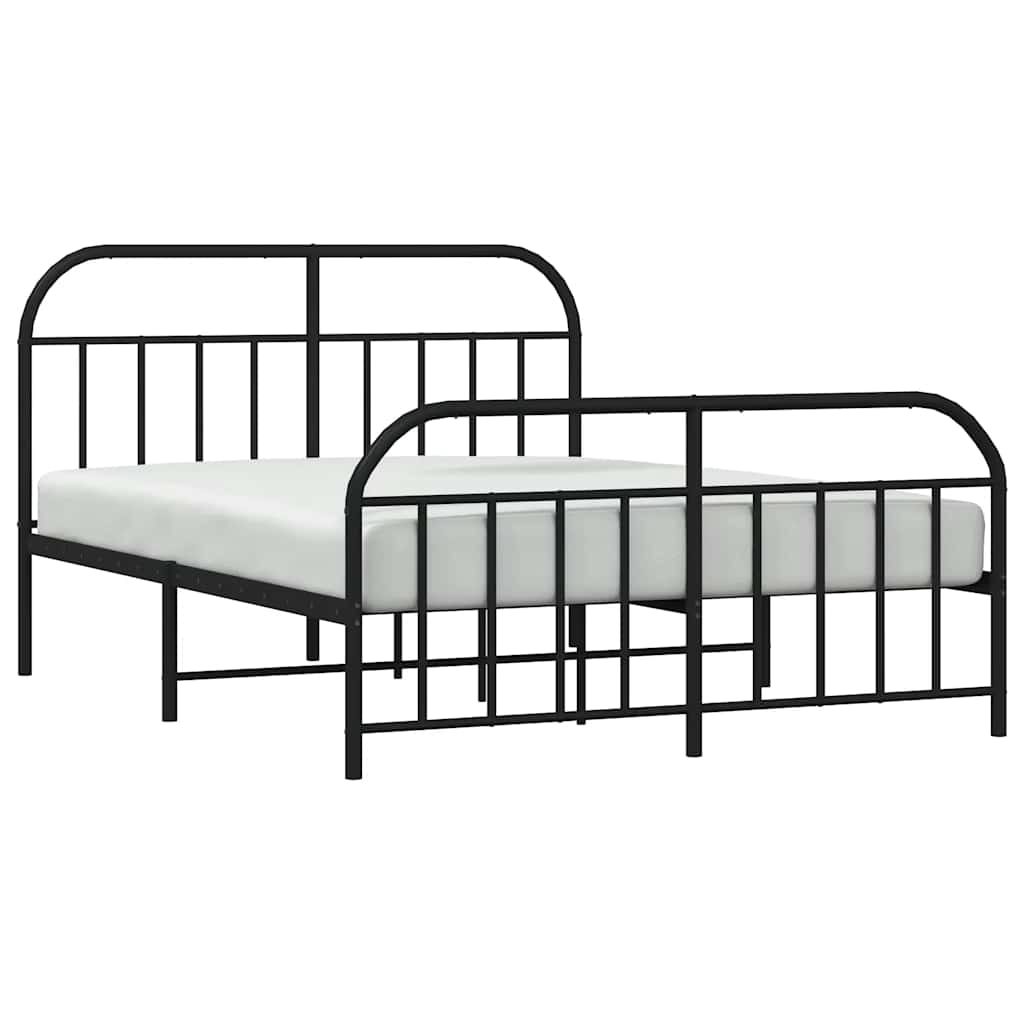 Giroletto con Testiera e Pediera Metallo Nero 140x200 cm | homemem39