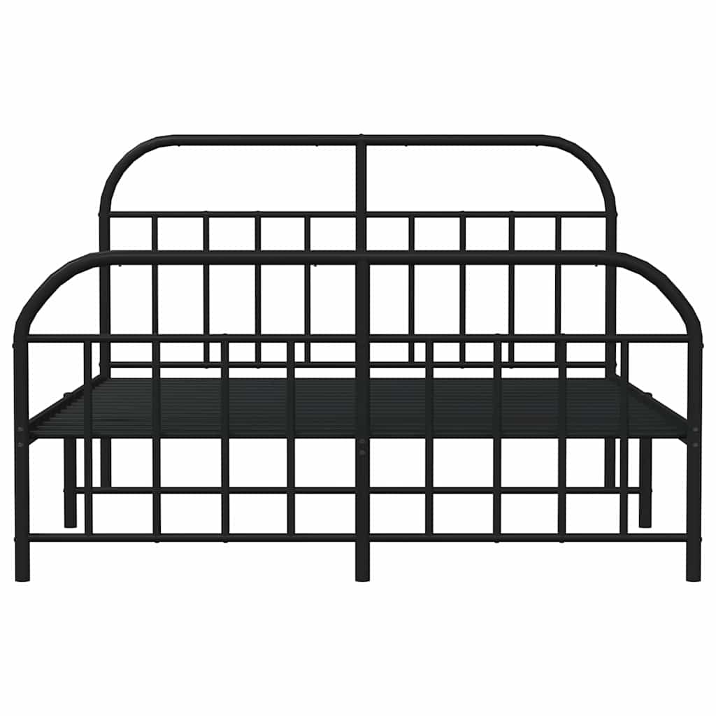 Giroletto con Testiera e Pediera Metallo Nero 140x200 cm | homemem39