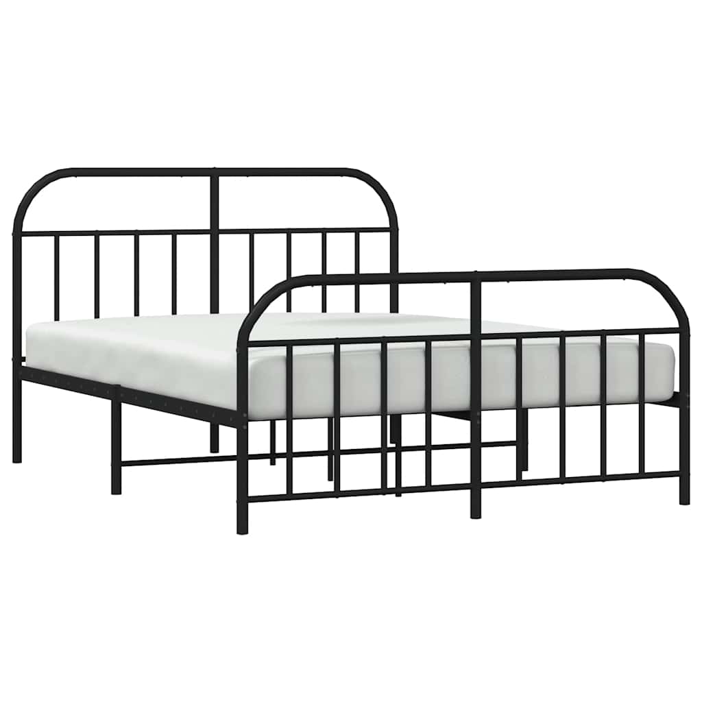 Giroletto con Testiera e Pediera Metallo Nero 183x213 cm | homemem39