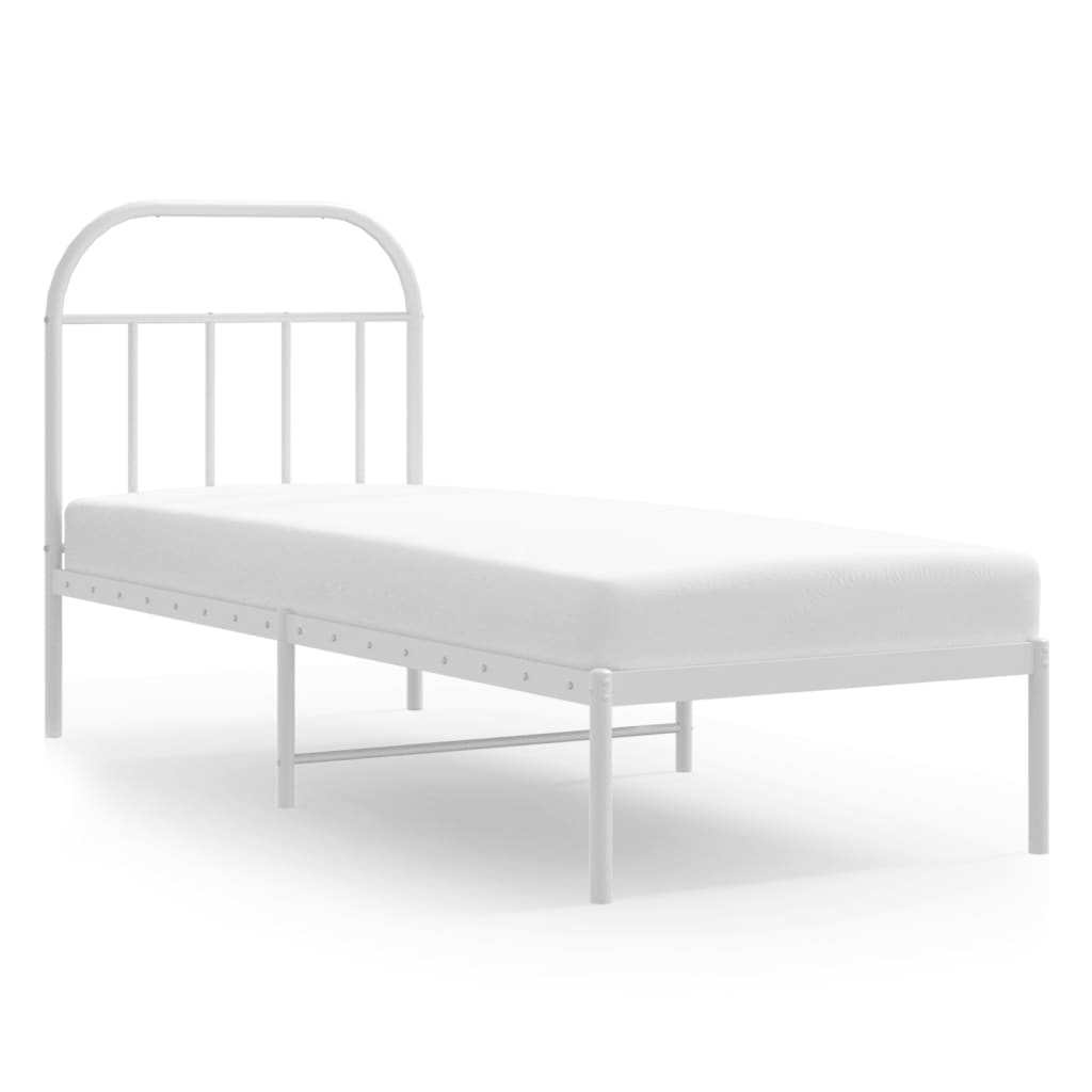 Giroletto senza Materaso con Testiera Metallo Bianco 75x190 cm - homemem39