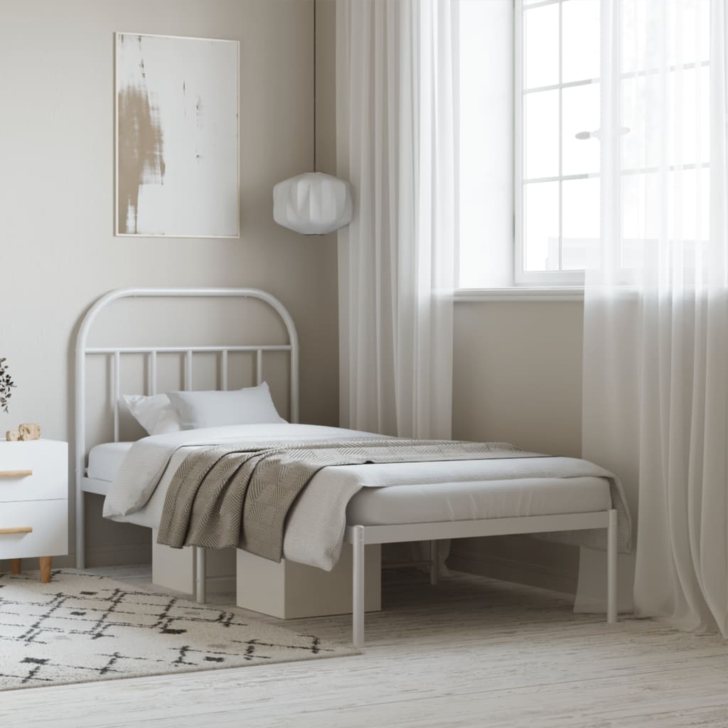 Giroletto con Testiera Metallo Bianco 90x200 cm | homemem39