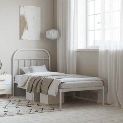 Giroletto con Testiera Metallo Bianco 90x200 cm | homemem39