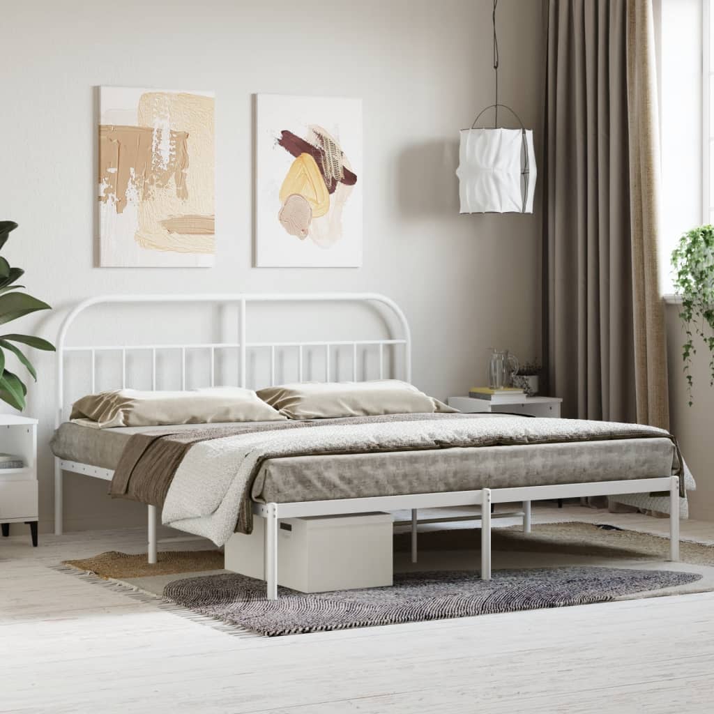 Giroletto con Testiera Metallo Bianco 180x200 cm | homemem39