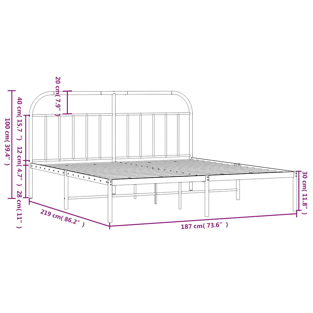 Giroletto con Testiera Metallo Bianco 183x213 cm | homemem39