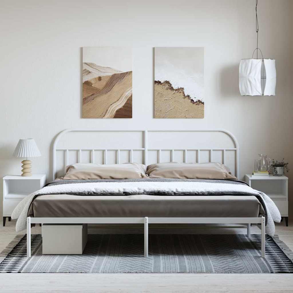 Giroletto con Testiera Metallo Bianco 193x203 cm