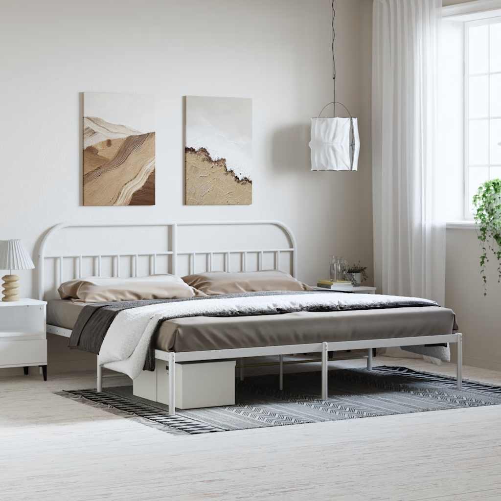 Giroletto con Testiera Metallo Bianco 193x203 cm